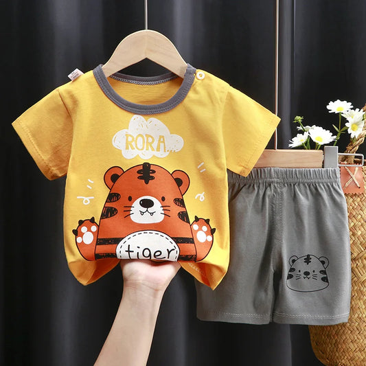 Conjunto Infantil Verão 2 Peças - Camiseta e Shorts de Algodão para Meninos e Meninas!