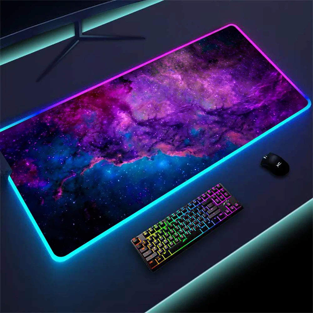 Mousepad LED Starfield 120x60cm, RGB, para mouse e teclado.