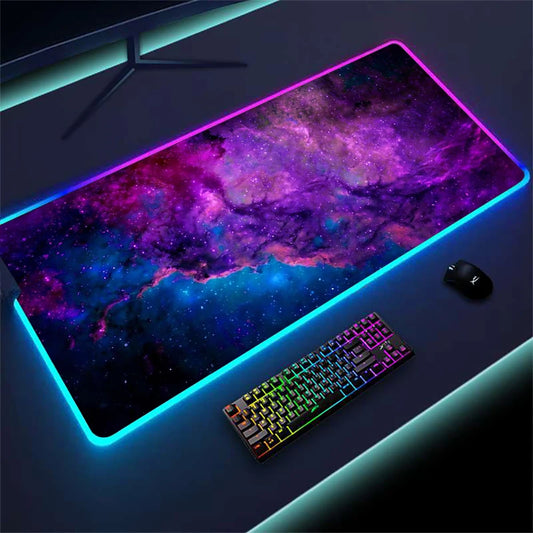 Mousepad LED Starfield 120x60cm, RGB, para mouse e teclado.