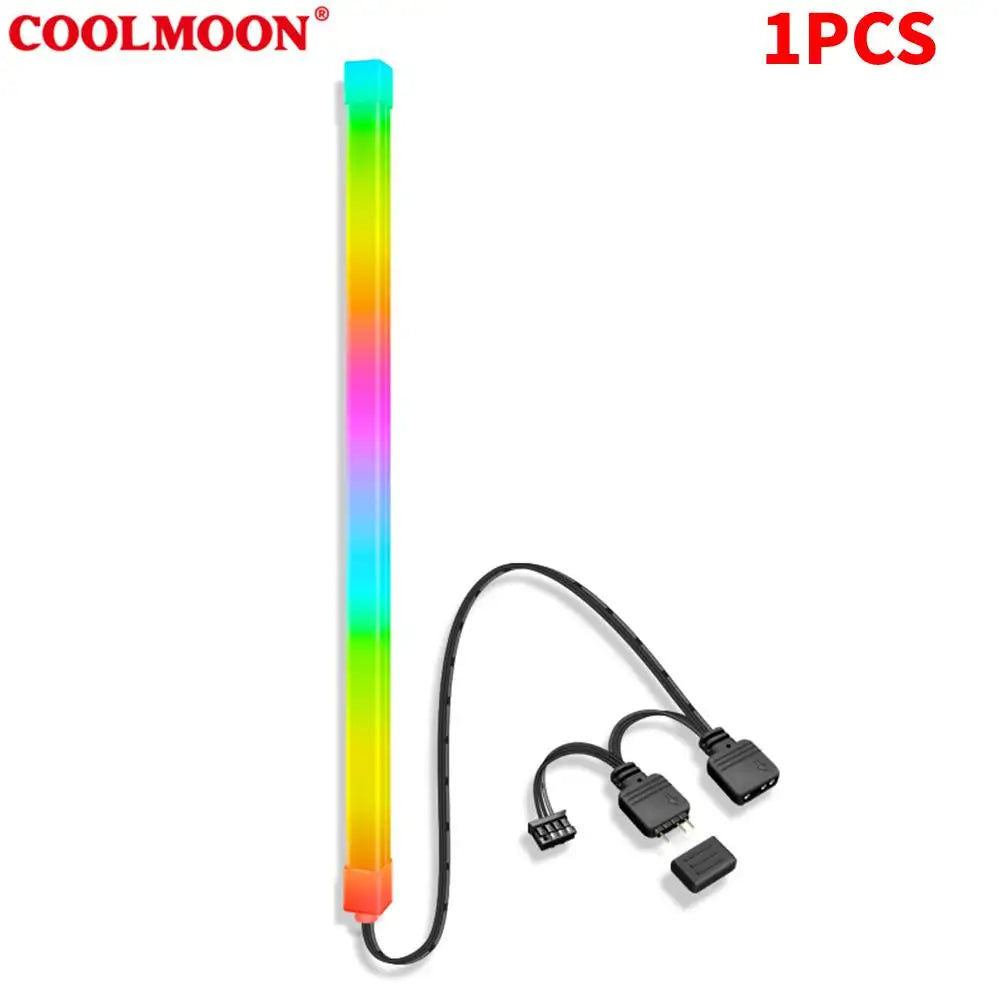 Barra LED RGB COOLMOON 30cm, alumínio, 18 LEDs, 5V, magnética.