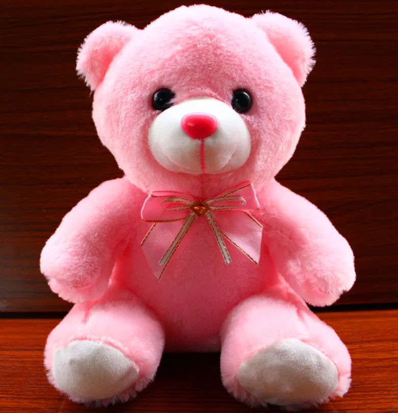 Urso de Pelúcia LED 22cm Rosa Brilhante – Presente de Natal para Crianças!