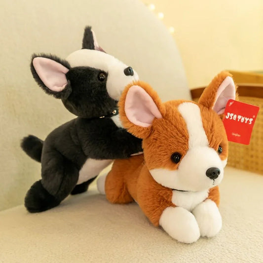 Pelúcia Engraçada de Cão 23CM – Corgi, Bulldog e Husky, Presente de Aniversário!