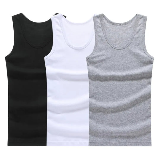 Kit 3 Regatas Masculinas 100% Algodão para Academia