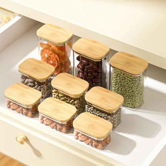 Pote Plástico 1100ml com Tampa de Bambu!