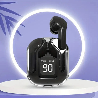 Fone de Ouvido Bluetooth T2 – Transparente, Hi-Fi e com Display LED