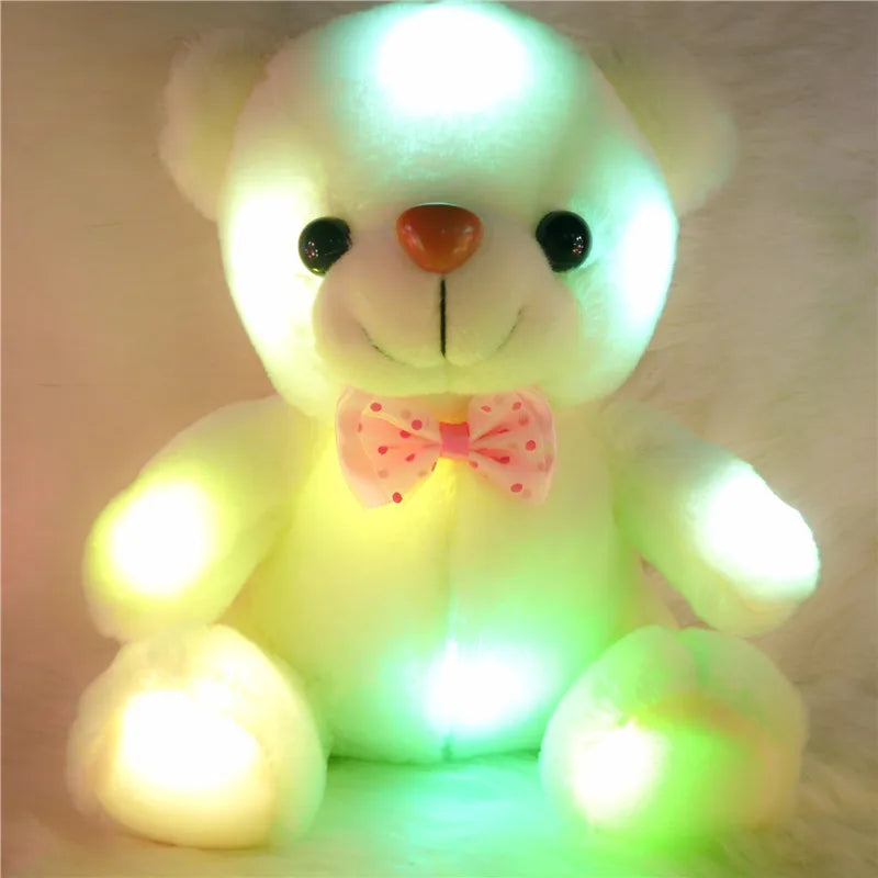 Urso de Pelúcia LED 22cm Rosa Brilhante – Presente de Natal para Crianças!