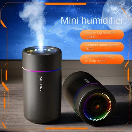 Umidificador 280ml, névoa grande, luz colorida, silencioso, para óleos essenciais.
