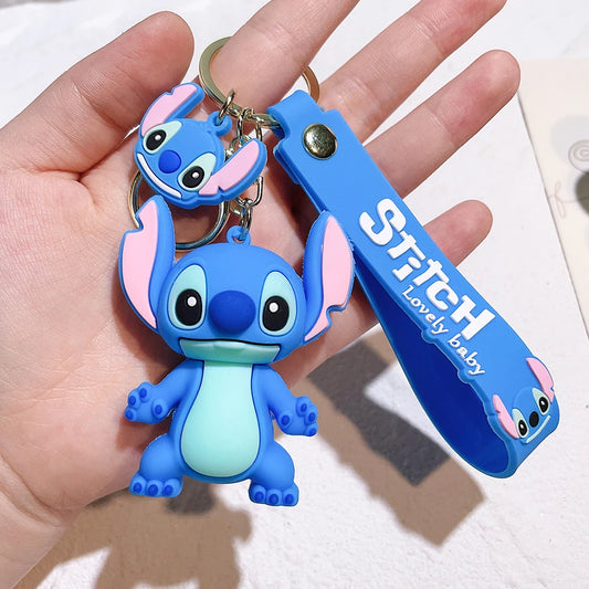 Chaveiro Lilo & Stitch com Pingente de Anjo Rosa, Presente Feminino para Carro e Aniversário.