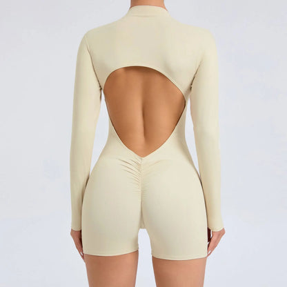 Macacão fitness feminino – costas em V e efeito push up.