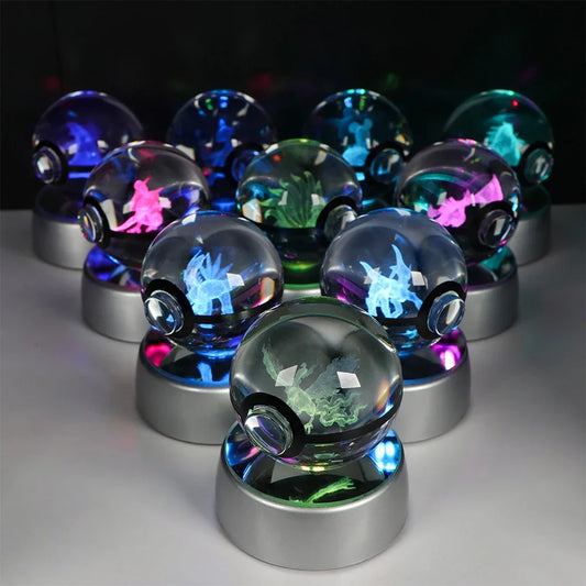 Bola de Cristal Pokémon – Com Luz LED e Base Decorativa