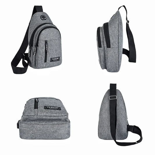 Bolsa de peito masculina, casual, resistente à água.