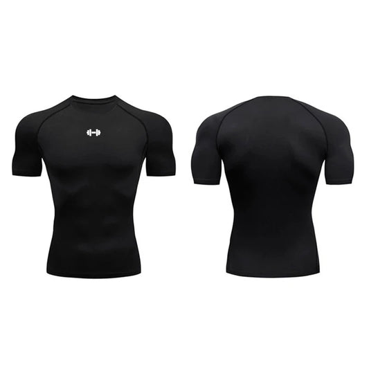 Camiseta de Compressão Masculina para Verão, Corrida e Treino