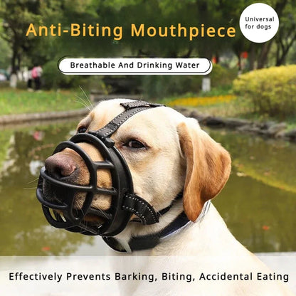 Focinheira de silicone macia ajustável para cães pequenos, médios e grandes, anti-mordidas, ideal para Doberman e Bulldog.
