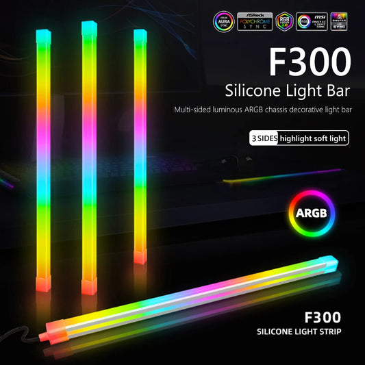 Barra LED RGB COOLMOON 30cm, alumínio, 18 LEDs, 5V, magnética.