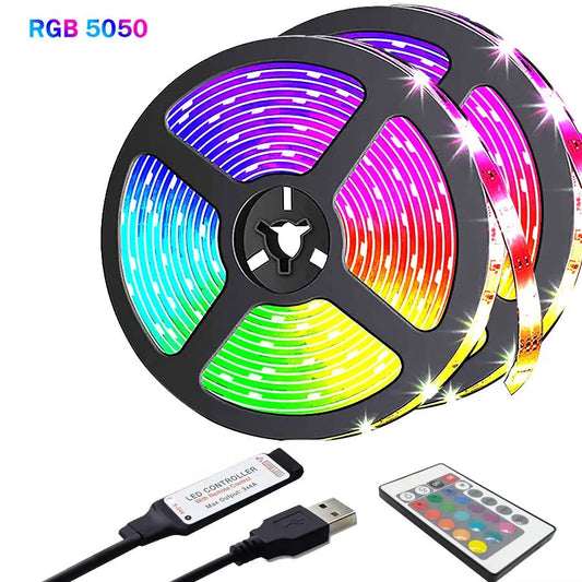 Fita de Luz LED USB 5M RGB com Controle Remoto de 24 Teclas!