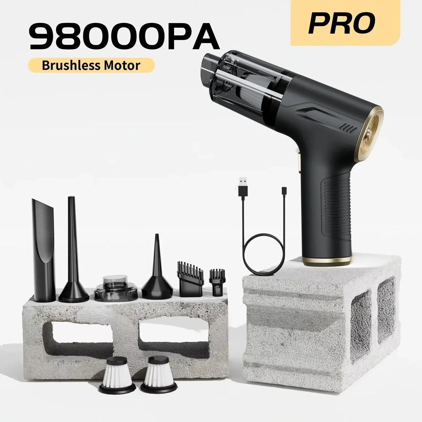 Mini Aspirador de Mão CENRR 98000PA – Potente e Sem Fio!