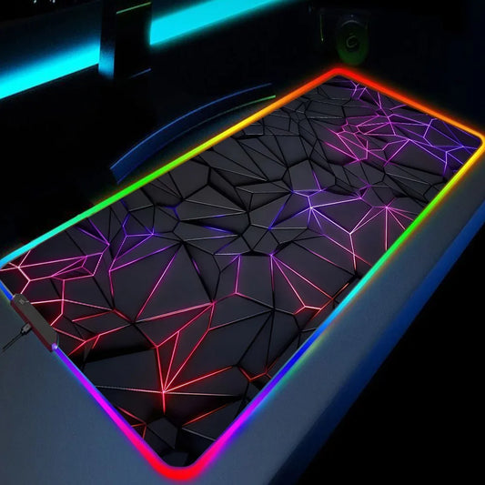 Mouse Pad Gamer RGB LED, Vários Tamanhos, Iluminação e Superfície de Borracha.