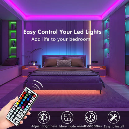 Fita de LED RGB 10m ou 20m com controle remoto para quarto, parede, festas e TV