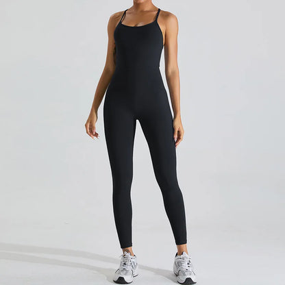 Macacão de ioga feminino – sem costas e com efeito push up.
