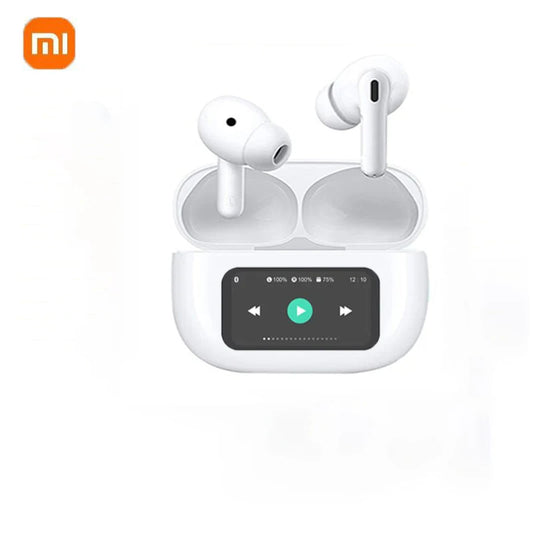 Fone sem fio Xiaomi com tela touch, Bluetooth, ANC e Super Bass.