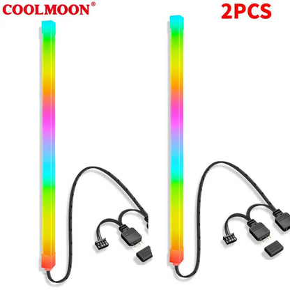Barra LED RGB COOLMOON 30cm, alumínio, 18 LEDs, 5V, magnética.