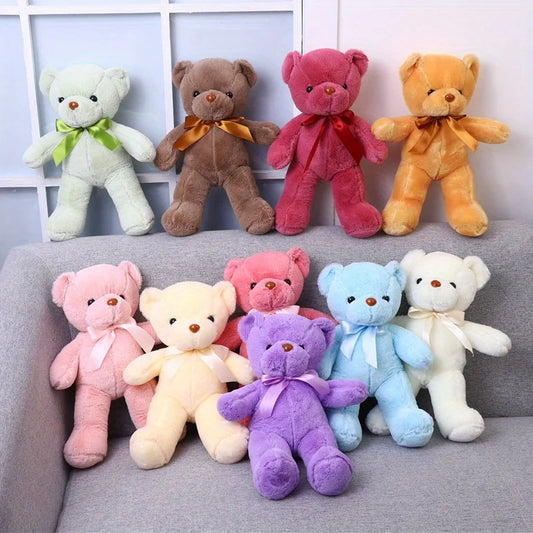 Urso de pelúcia com fita – presente decorativo e fofo.