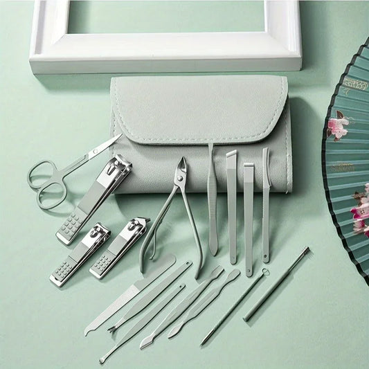 Kit Profissional Manicure e Pedicure 16 Peças com Estojo de Viagem