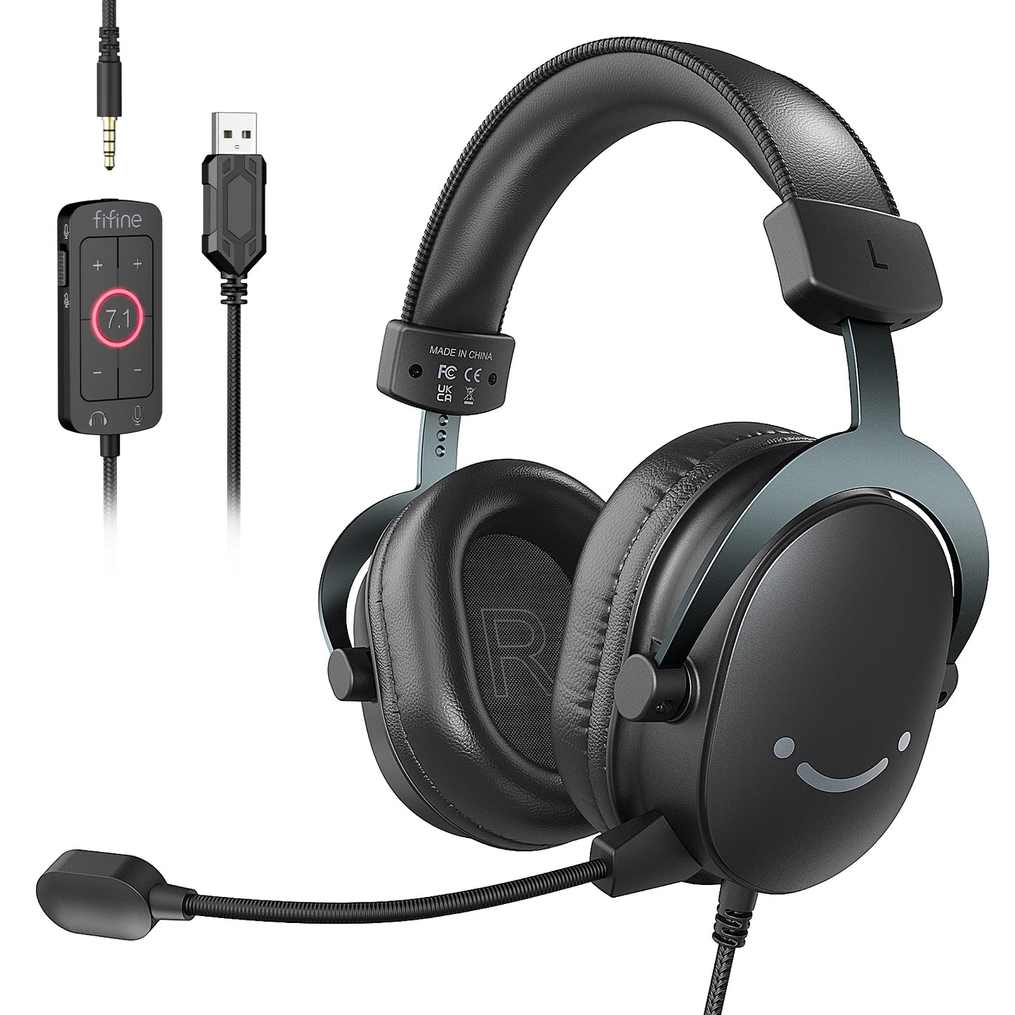 FIFINE H9W Headset Gamer USB 7.1 Surround com Microfone e Conexão 3.5mm!