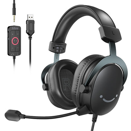 FIFINE H9W Headset Gamer USB 7.1 Surround com Microfone e Conexão 3.5mm!