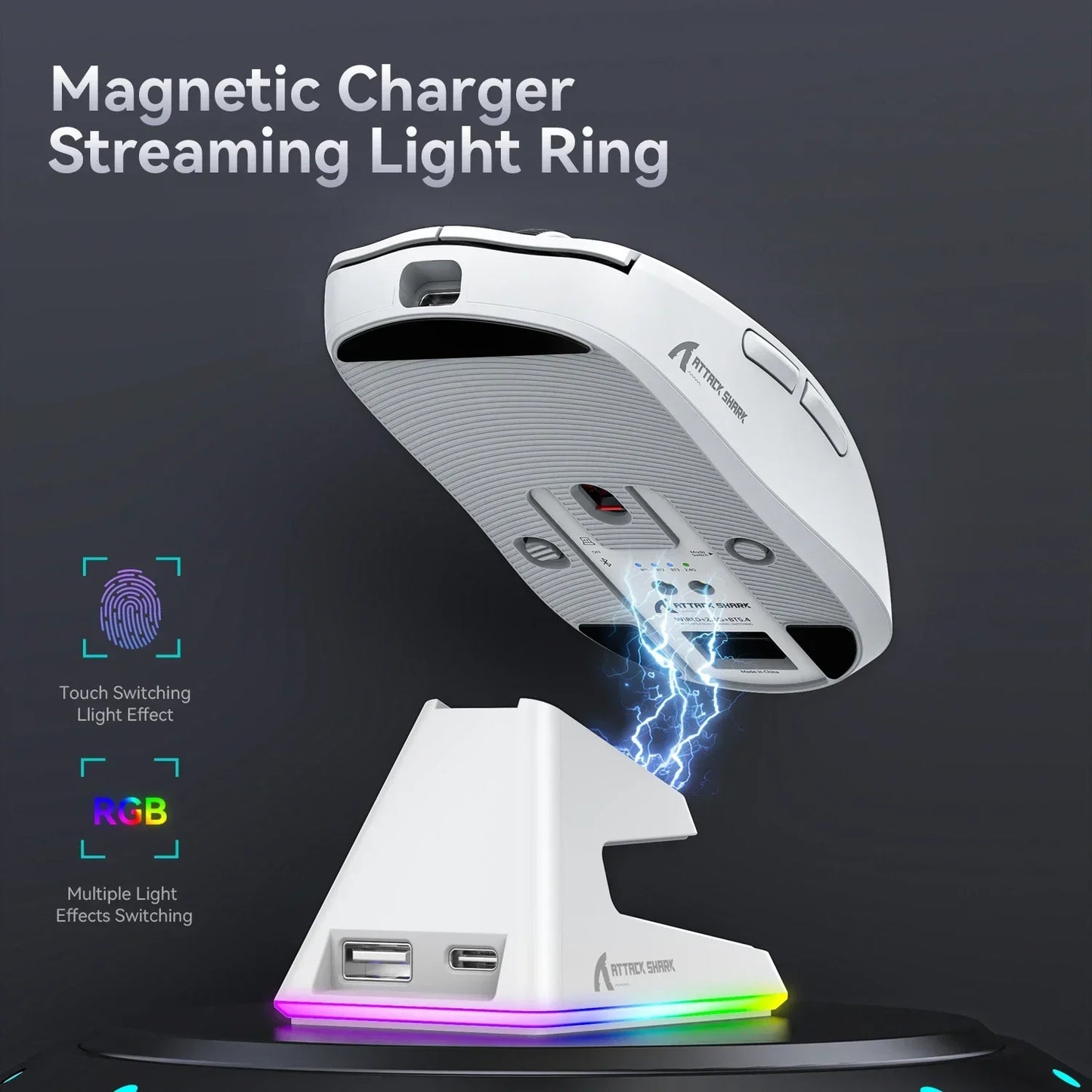 Mouse Attack Shark X6 Tri-Mode RGB com Carregamento Magnético!