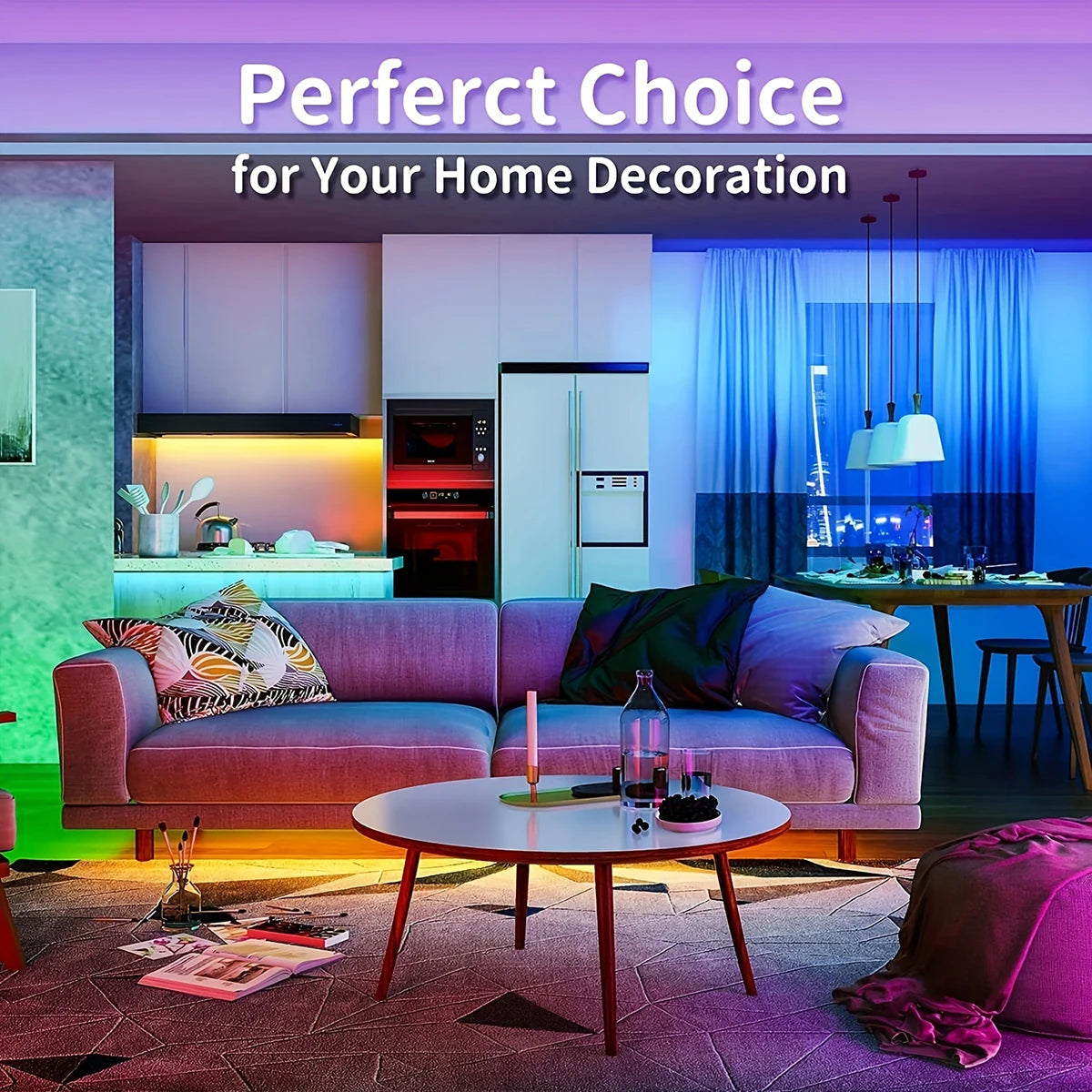 Fita de LED RGB 10m ou 20m com controle remoto para quarto, parede, festas e TV