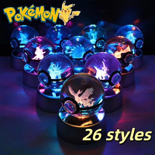 Bola de Cristal Pokémon – Com Luz LED e Base Decorativa