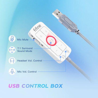 FIFINE H9W Headset Gamer USB 7.1 Surround com Microfone e Conexão 3.5mm!
