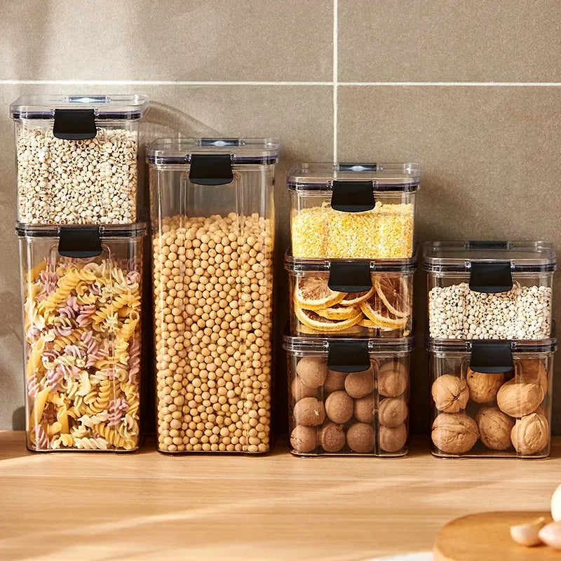 Recipientes Herméticos e Empilháveis para Armazenamento de Alimentos
