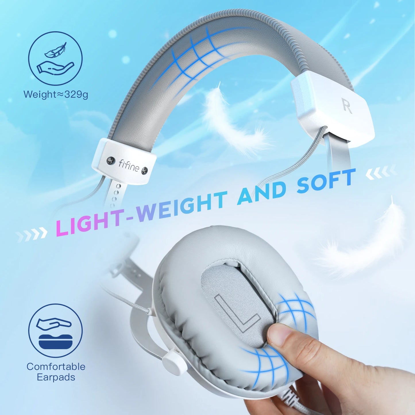 FIFINE H9W Headset Gamer USB 7.1 Surround com Microfone e Conexão 3.5mm!