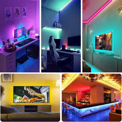 Fita de LED RGB 10m ou 20m com controle remoto para quarto, parede, festas e TV