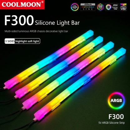Barra LED RGB COOLMOON 30cm, alumínio, 18 LEDs, 5V, magnética.