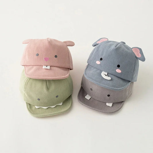 Boné de Beisebol Infantil Kawaii com Dinossauro e Coelho