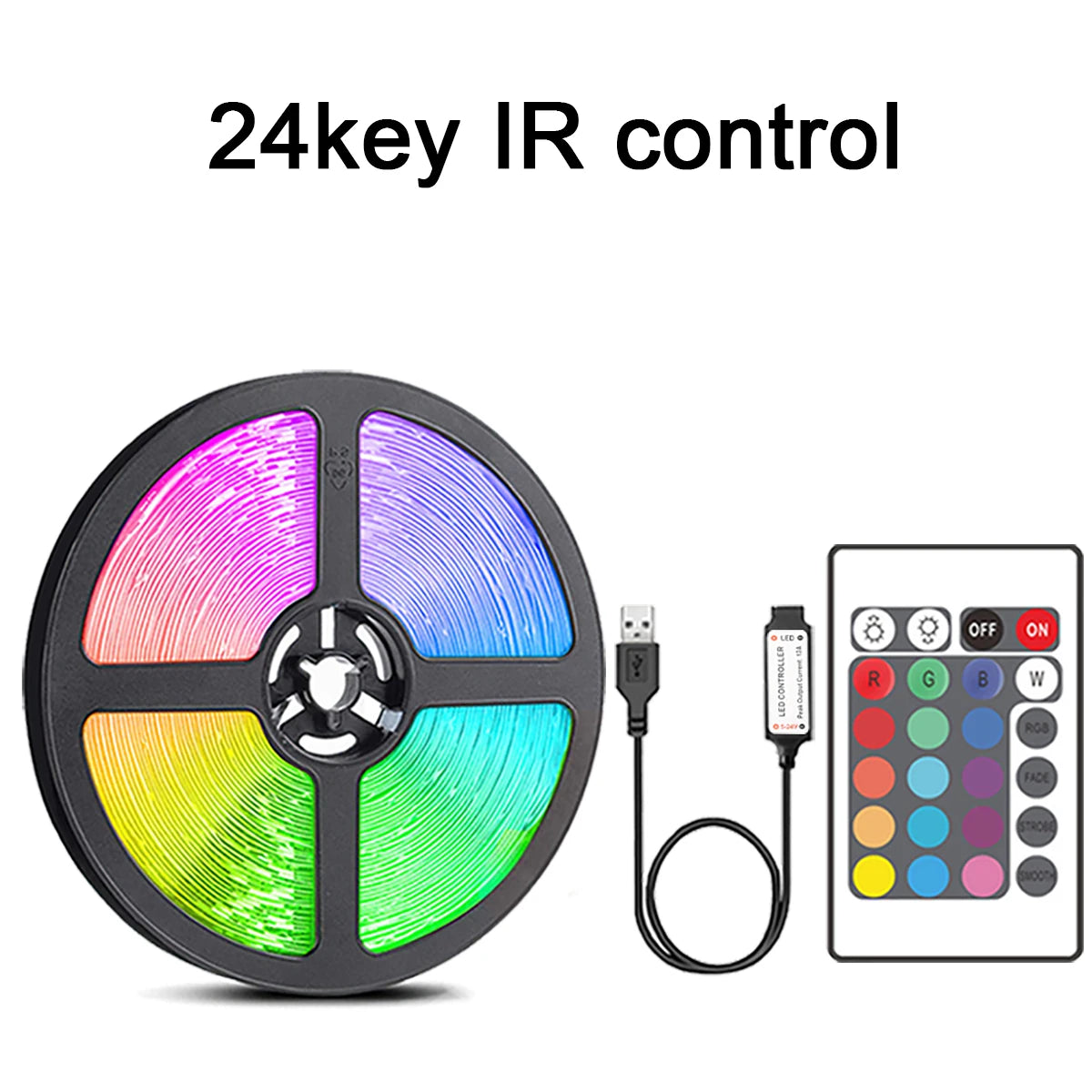Fita de LED RGB 10m ou 20m com controle remoto para quarto, parede, festas e TV