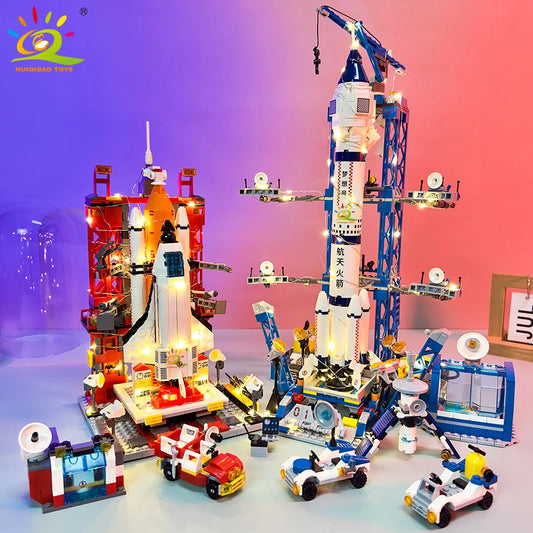 Porto Espacial HUIQIBAO – Blocos de Montar com Foguete e Nave Espacial