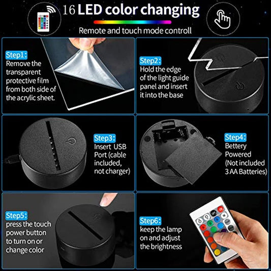 Luz 3D Stitch: Com controle remoto e toque inteligente, ideal para decoração e presentes.
