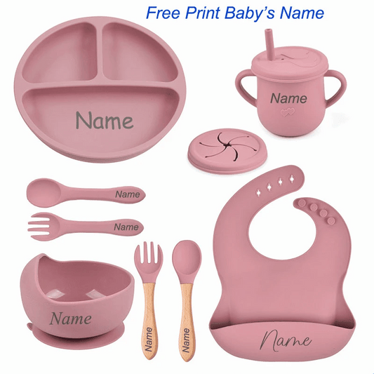Conjunto de Talheres de Silicone Personalizado para Bebê (8 Peças)
