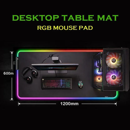 Mousepad LED Starfield 120x60cm, RGB, para mouse e teclado.