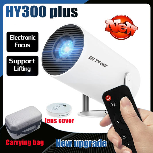 Projetor DITONG HY300 PRO 4K, Android, portátil para uso externo.
