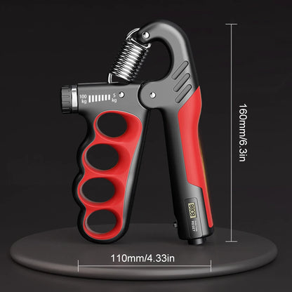 Exercitador de mão 5–100 kg com resistência ajustável para treino muscular.