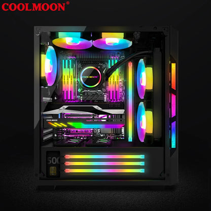 Barra LED RGB COOLMOON 30cm, alumínio, 18 LEDs, 5V, magnética.