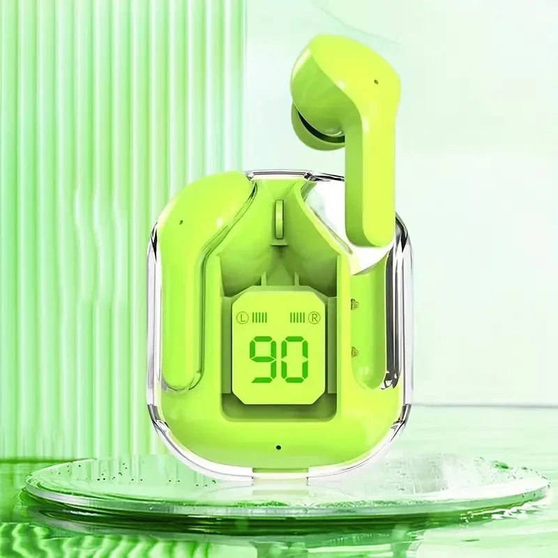 Fone de Ouvido Bluetooth T2 – Transparente, Hi-Fi e com Display LED