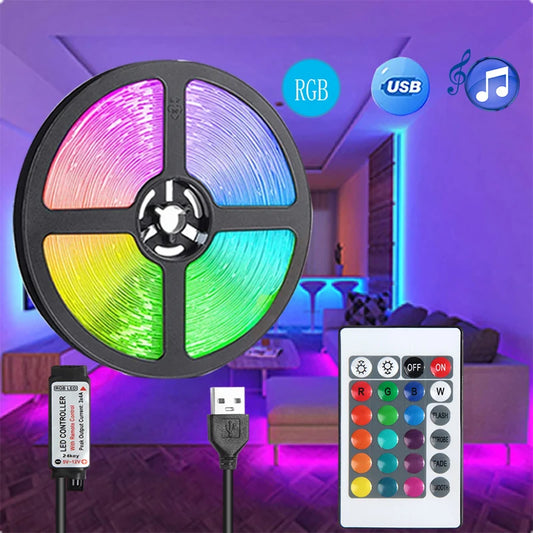 Fita LED RGB USB 5V com Controle Remoto 24 Teclas
