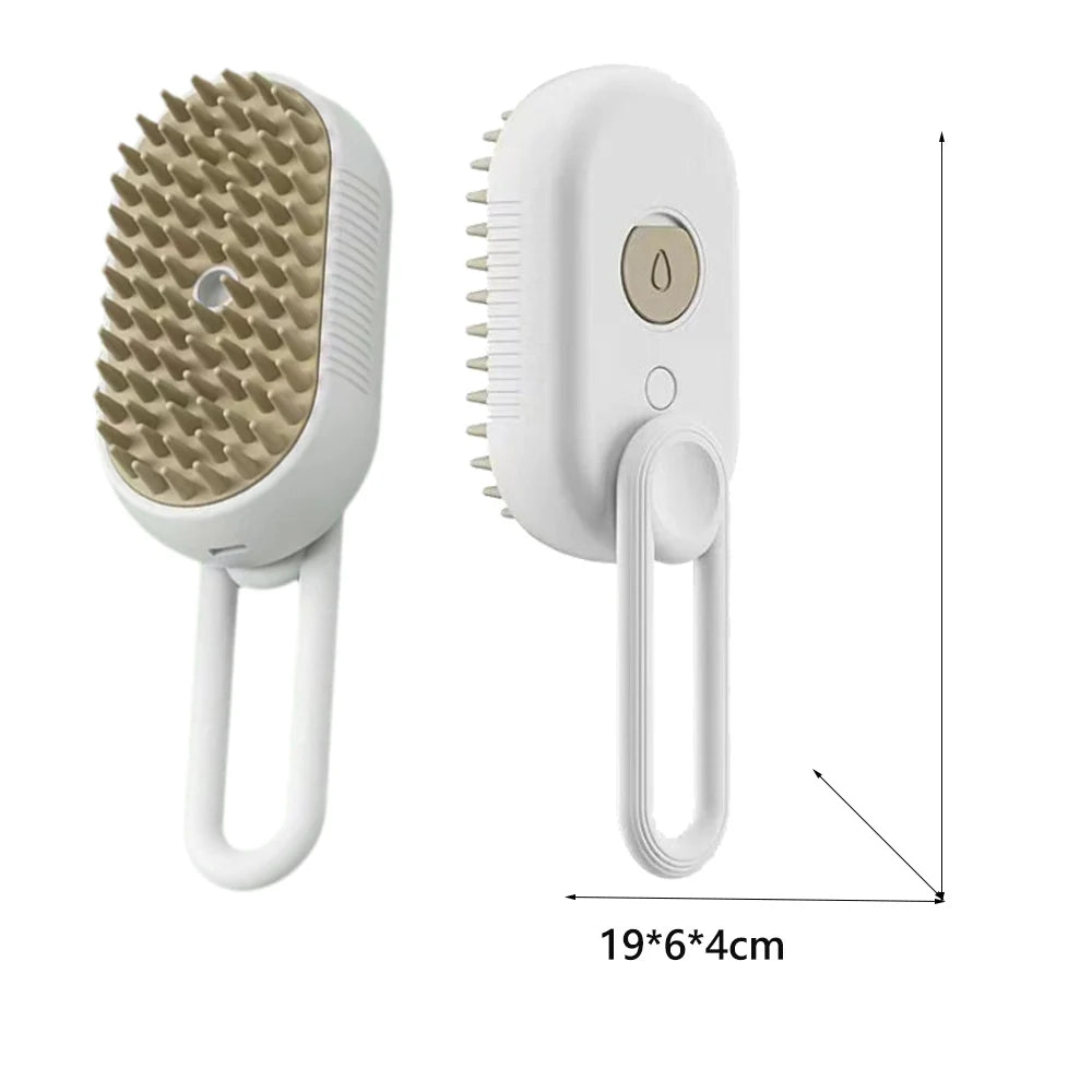 Escova Recarregável para Pets: Pente de Massagem e Limpeza a Vapor para Pelo Longo!