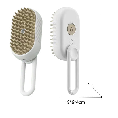 Escova Recarregável para Pets: Pente de Massagem e Limpeza a Vapor para Pelo Longo!
